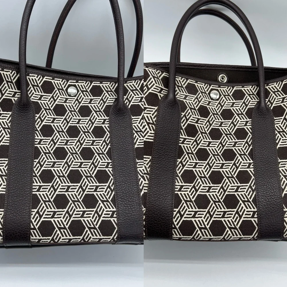 Authentic Hermès canvas/ brown leather Garden party 36 - Picture 7 of 17